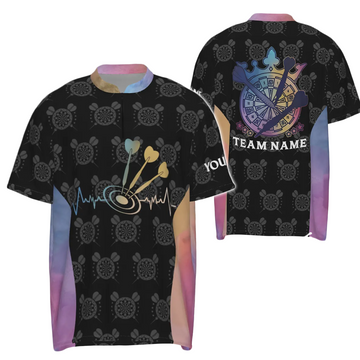 Heren Dartshirt met 1/4 Rits en Dart Hartslagpatroon Z571
