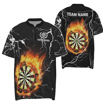 Heren Darts 1/4 Zip Shirt met Vlammen Design Z860