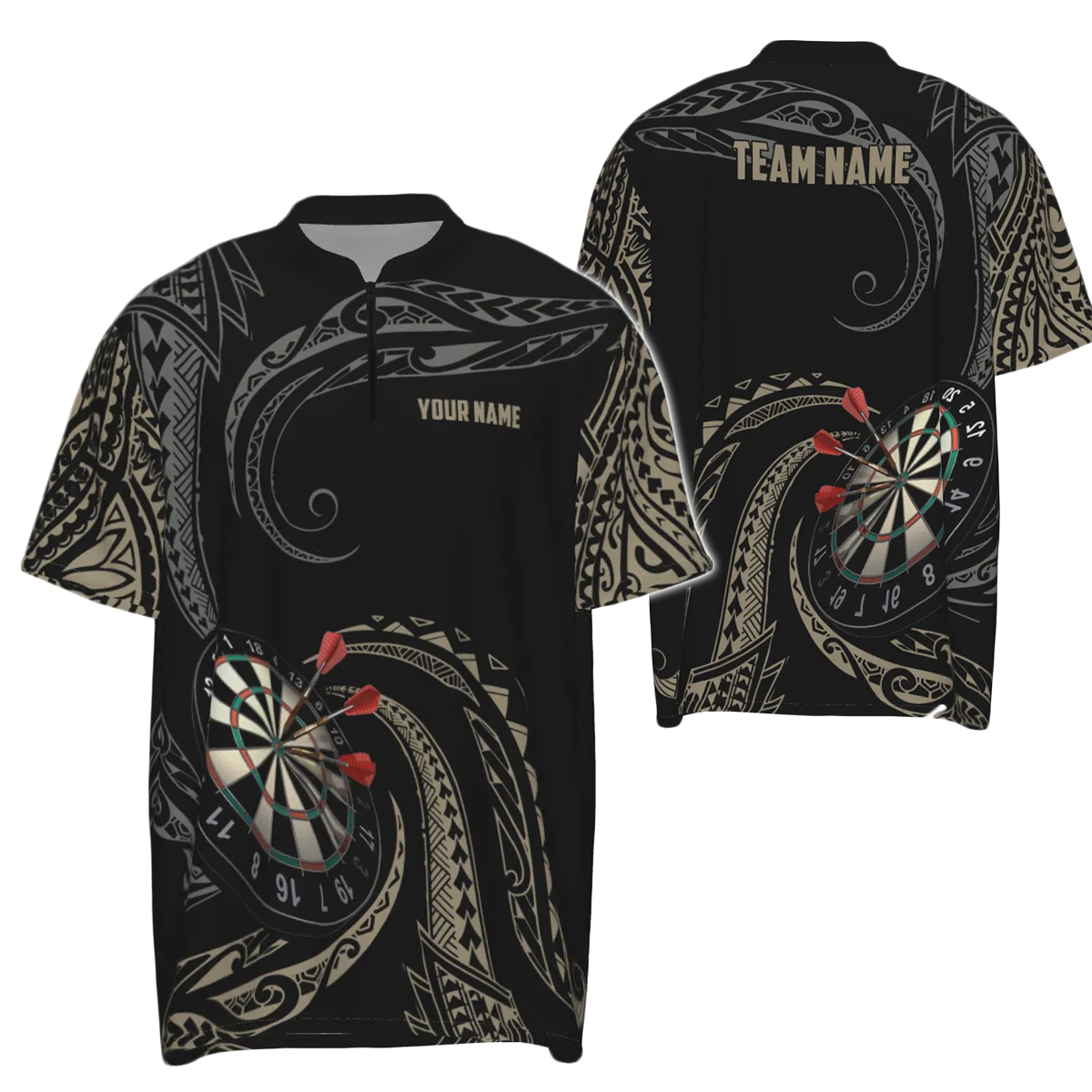 Heren Tribal Darts Kwart-Ritssluiting Shirt K468