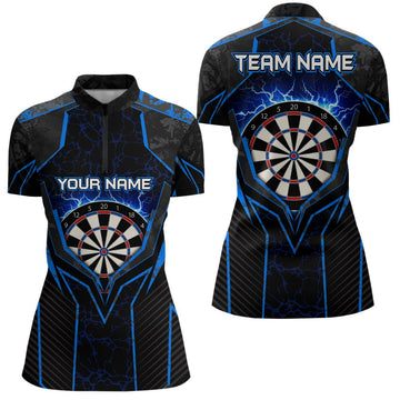 Blauwe Bliksem Darts Quarter Zip Jerseys voor Dames L1398