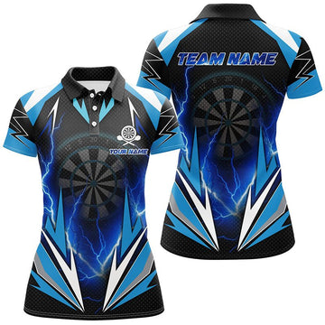 Dames Polo Shirt Bliksem Darts Blauw L1354
