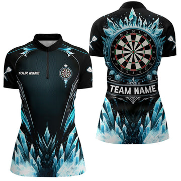 Dames Quarter-Zip Shirt met Blauwe IJs Dartbord L1241