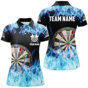 Dames Polo Shirt met Blauwe Vlam Darts T1227