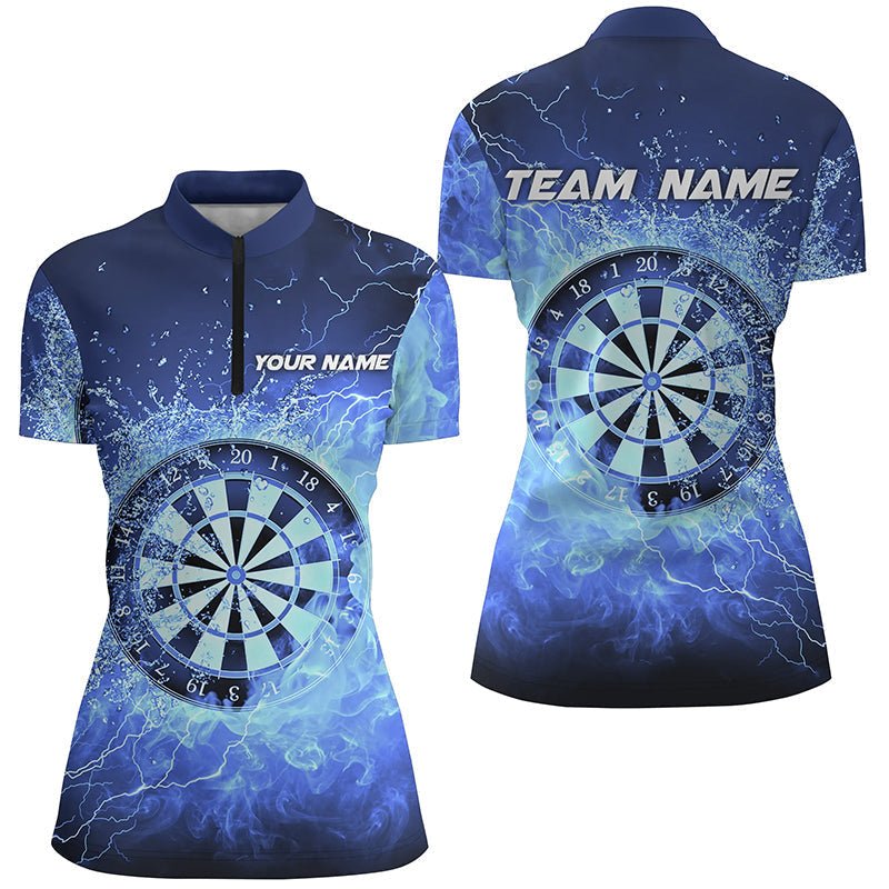 Dames Blauw Vuur & Water Dartbord Darts Poloshirt L1359