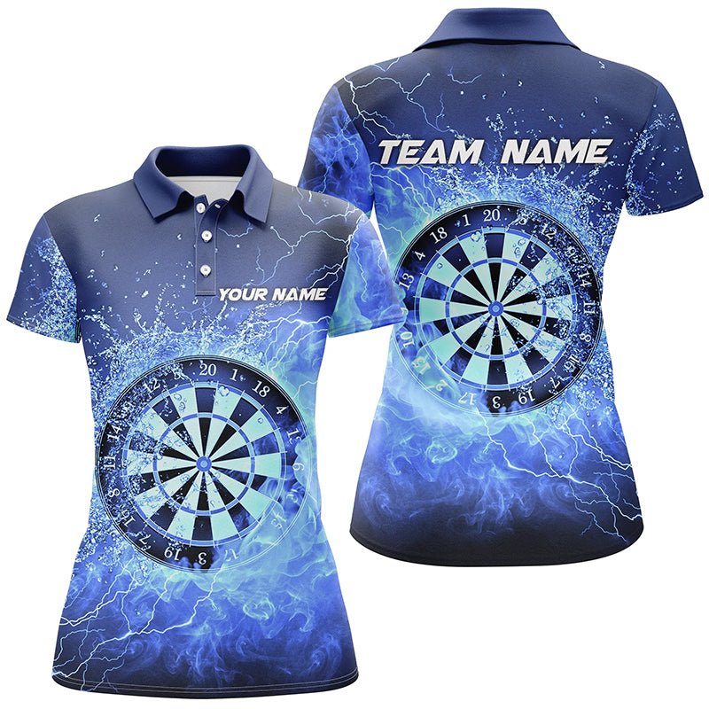 Blauwe Vuur & Water Dartbord Darts Polo Shirt voor Dames L1359