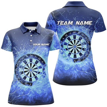 Blauwe Vuur & Water Dartbord Darts Polo Shirt voor Dames L1359