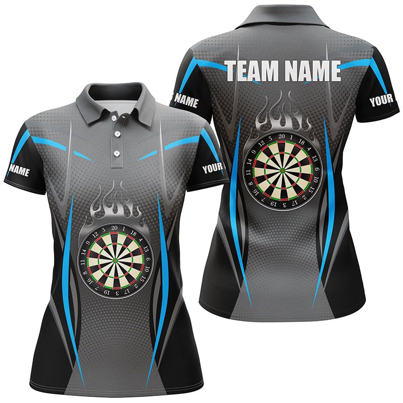 Dames Sportieve Darts Polo Shirt in Blauw-Grijs L1382