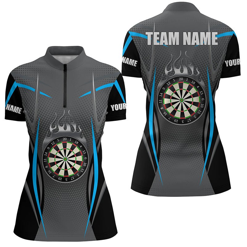 Dames Quarter-Zip Trui in Blauwgrijs - L1382