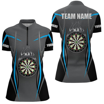 Dames Quarter-Zip Trui in Blauwgrijs - L1382