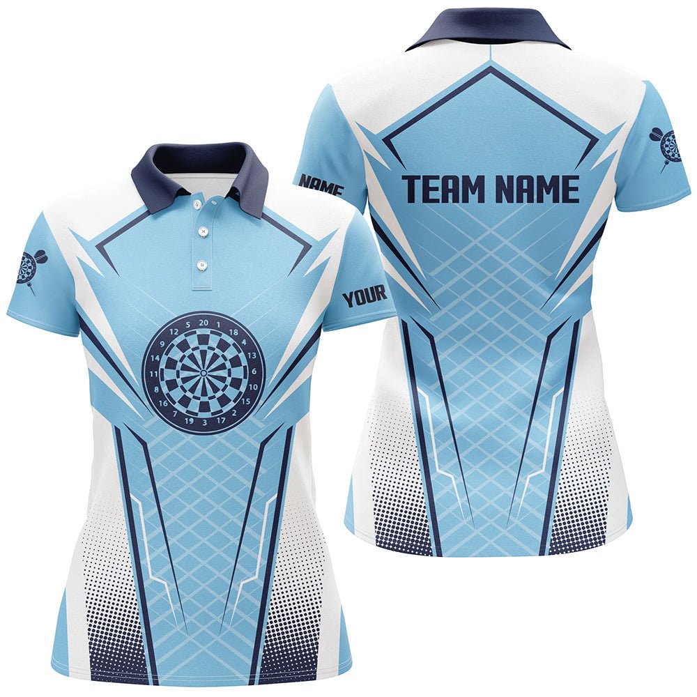 Dames Darts Poloshirt in Blauw en Wit L1437