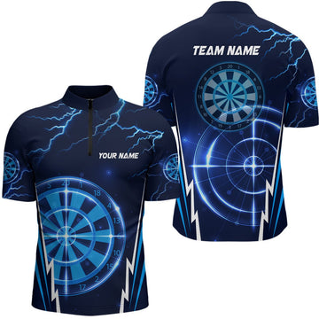 Blauwe Bliksem Darts Poloshirt voor Mannen L1410