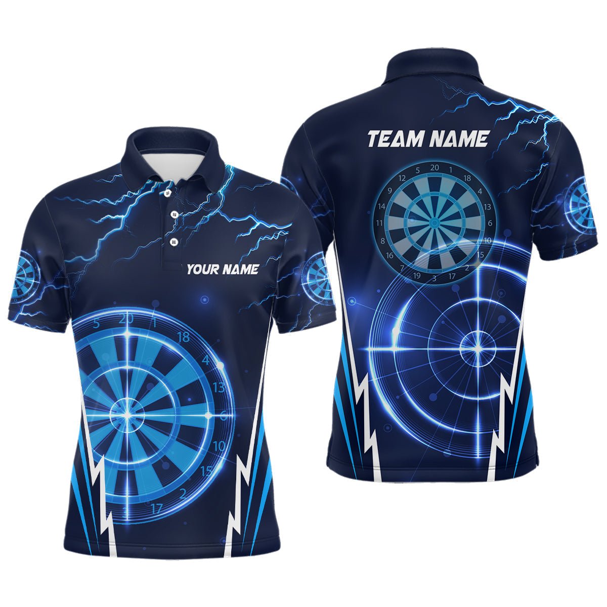 Heren Polo Shirt Bliksemblauw Darts L1410