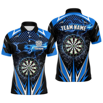 Heren Polo Jersey Bliksem Darts Blauw L1304