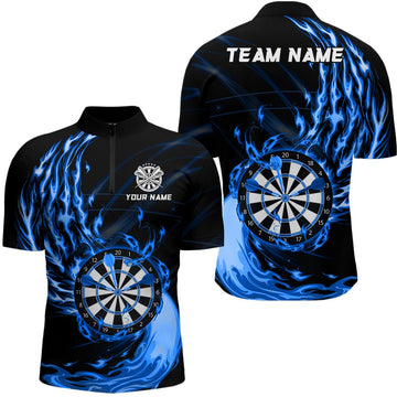 Heren Blauwe Vuur Dartbord Darts Poloshirt L1472