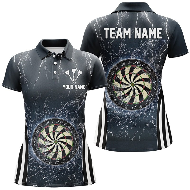 Dames Polo Shirt met Bliksem en Donder in Marineblauw L1361