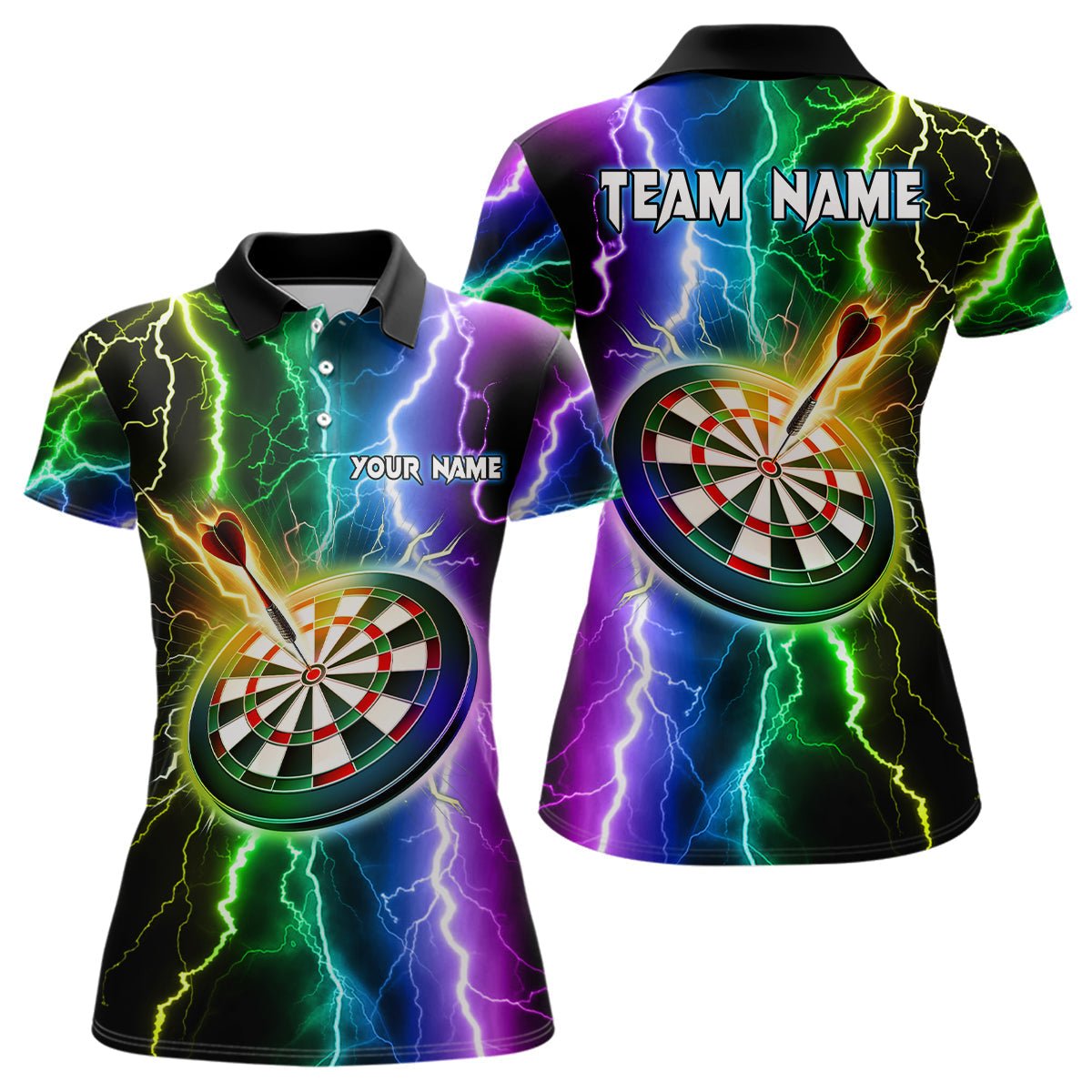Kleurrijke Bliksem Darts Poloshirt voor Dames L1439