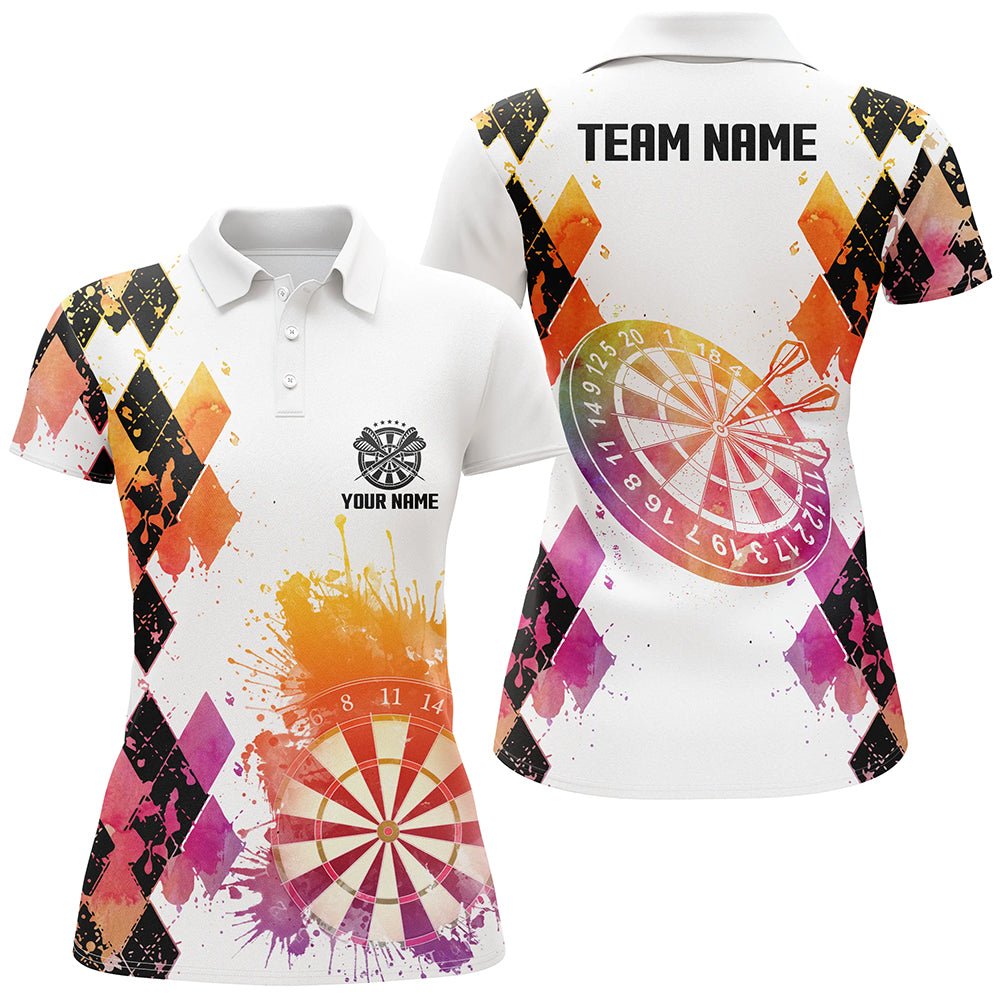 Dames Waterverf Ruit Darts Poloshirt LDT1005 A370