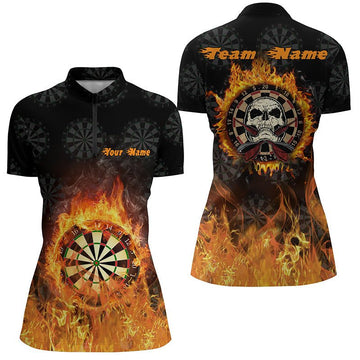 Dames Koele Vlam Skull Dart Shirt met Rits O93
