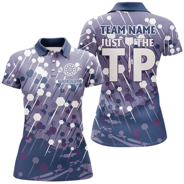 Dames Koele Darts Poloshirts Marineblauw en Lila A653v