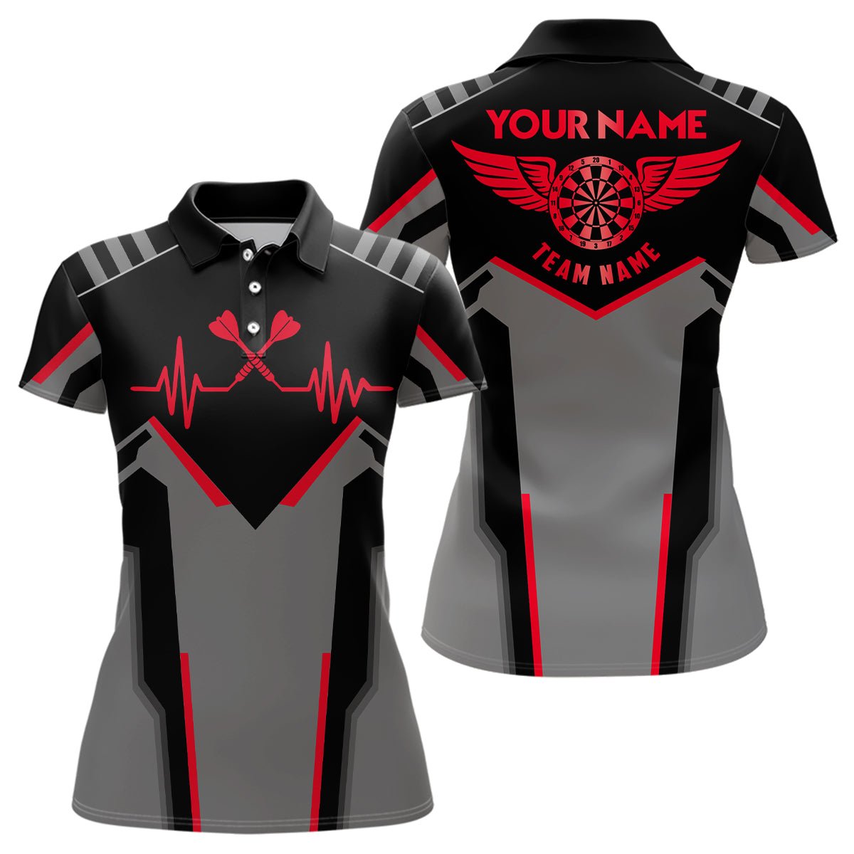 Dames Polo Shirt met Rode Hartslag - Q785