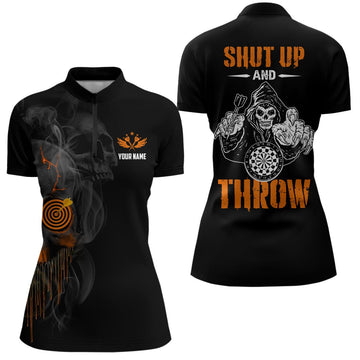 Dames Halloween Oranje Dartshirt met Doodskopontwerp LDT0491 G62