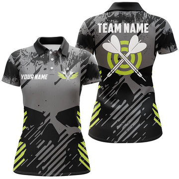 Heren Grijze Darts Polo met Skull Grunge Design T1233