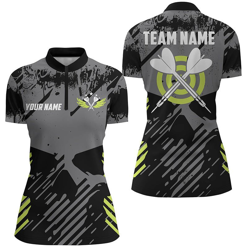 Dames Grijze Skull Grunge Darts Zip Shirt T1233