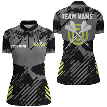 Dames Grijze Skull Grunge Darts Zip Shirt T1233