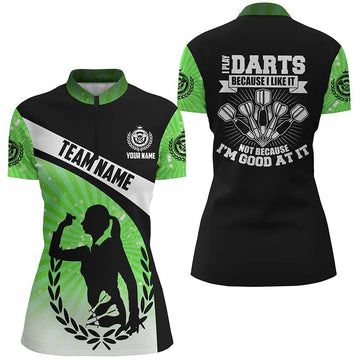 Groene Halo Darts Quarter Zip Shirt voor Dames L1316