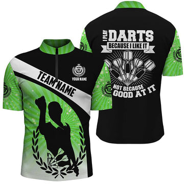 Groene Halo Darts Poloshirt met Rits voor Mannen L1316