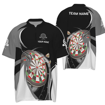 Heren Grijs Zwart Dart 1/4 Zip Trui e5637z
