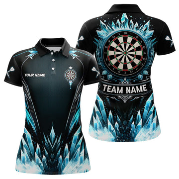 Dames Polo Shirt met IJsblauwe Dartbordprint L1241