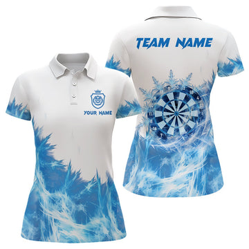 Dames IJsblauwe Witte Dart Polo Jersey L1377