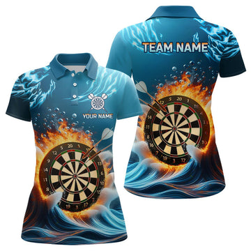 Op maat gemaakte Blauwe Darts Polo Shirts voor Dames - L1427