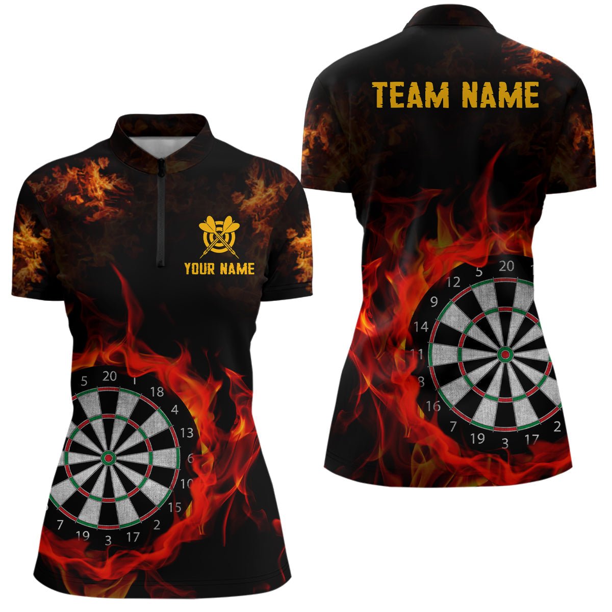 Dames Dartshirt met Vlammenprint - T1226