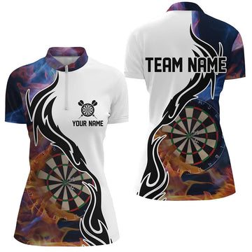 Dames Dartshirt met Vlammen - Kwartrits L1363