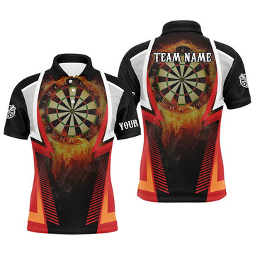 Heren Poloshirt met Oranje Vlammen voor Darts L1397
