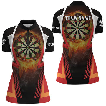Dames Oranje Darts Kwart-Ritssluiting Shirt L1397