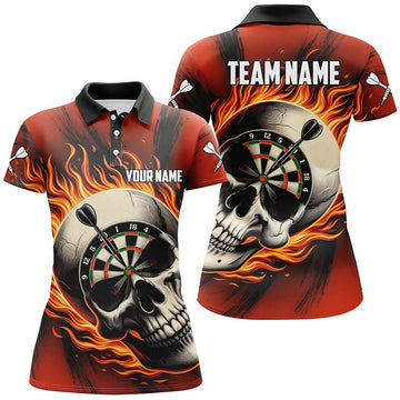 Vuurige Doodshoofd Dart Polo Shirt voor Dames Rood T1220