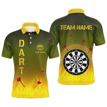 Heren Poloshirt met Vlammen in Groen en Geel - U41