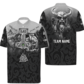 Heren Dart Polo "Viking Eenheid", Grijs-Zwart, Noordse Mythologie Viking Rune vk711