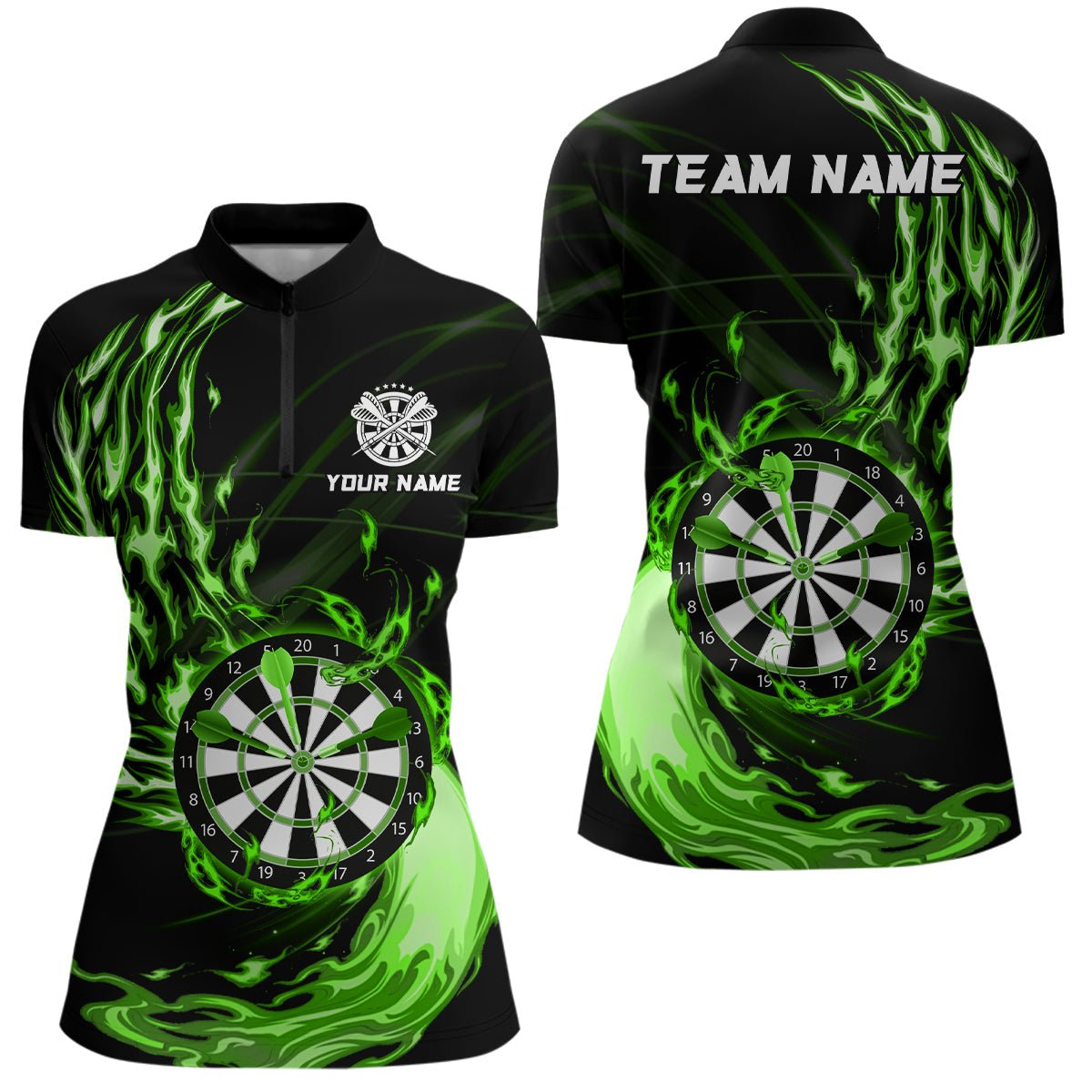Groene Vuur Dartbord Darts Quarter Zip Shirt voor Dames L1473
