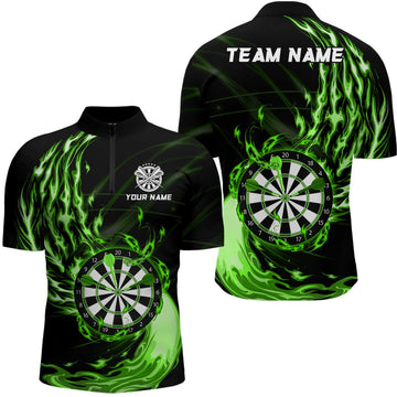 Heren Groene Vuur Dartbord Darts Quarter-Zip Jerseys L1473
