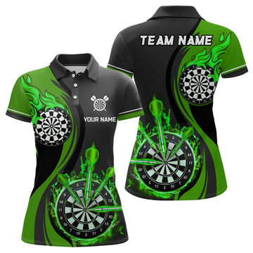 Dames Polo Shirt met Groene Vlammen L1476
