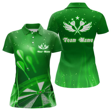 Dames Polo Shirt met Groene Vuurvlam Ster Darts L1376