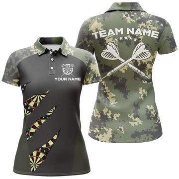Dames Polo Shirt in Groene Camouflage - F459