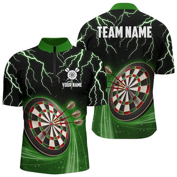 Groene Bliksem Dartshirt met Korte Rits voor Mannen L1454