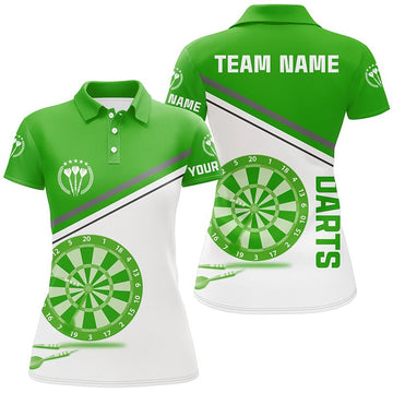 Dames Darts Polo Shirt in Groen en Wit L1298