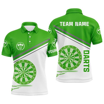 Heren Darts Polo Jersey Groen en Wit L1298