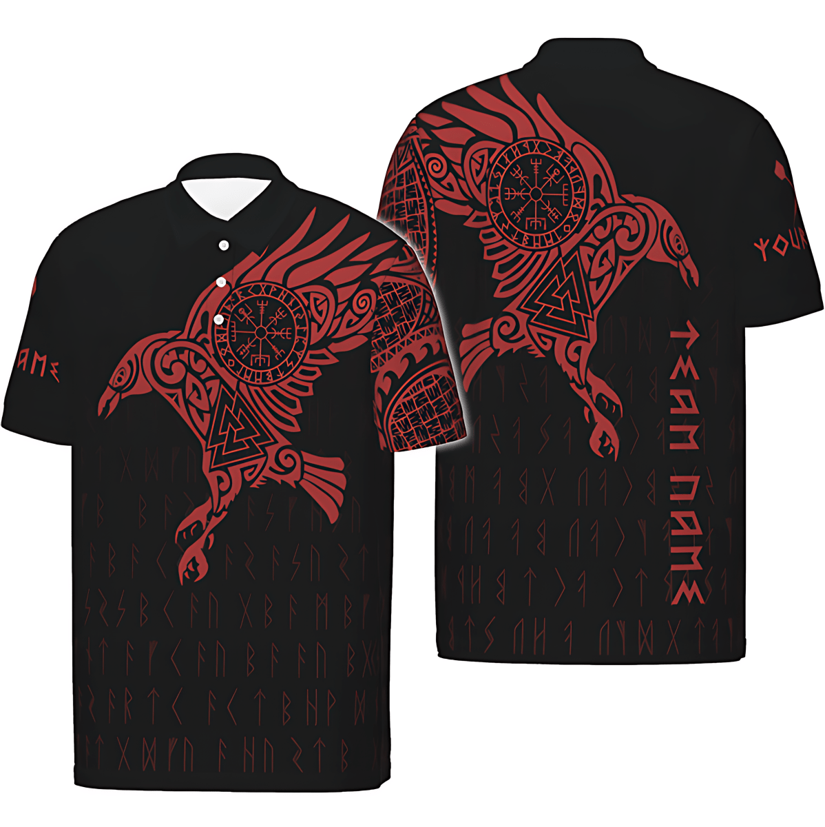Heren Dart Polo met Raven Tattoo - Viking Thema, Krachtig & Aanpasbaar vk7127